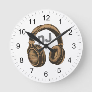 Muziek DJ Hoofdtelefoon wit Ronde Klok