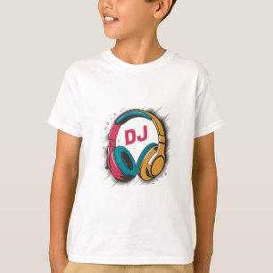 Muziek DJ kleurrijke Hoofdtelefoon wit T-shirt