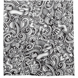 Muziek Doodles achtergrond Douchegordijn