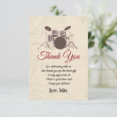 , muziek, drumset, bedankt kaart (Staand voorkant)