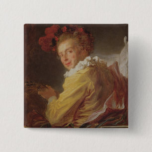 Muziek, een portret van Monsieur de la Breteche Vierkante Button 5,1 Cm