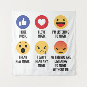 Muziek Emoji's Wandkleed