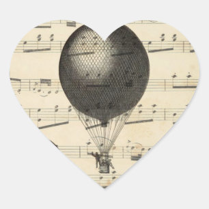 muziek en Antiek luchtballonnen Hart Sticker