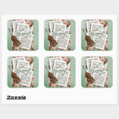  muziek en bloemen vierkante sticker (Vel)