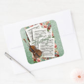  muziek en bloemen vierkante sticker (Envelop)