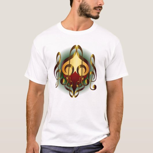 Muziek en harten groen design t-shirt (Voorkant)