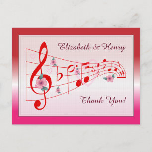 Muziek en hibiscus Wedding Hartelijk dank Briefkaart