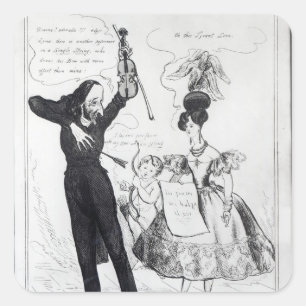 Muziek en liefde of twee rivaliserende artiesten vierkante sticker