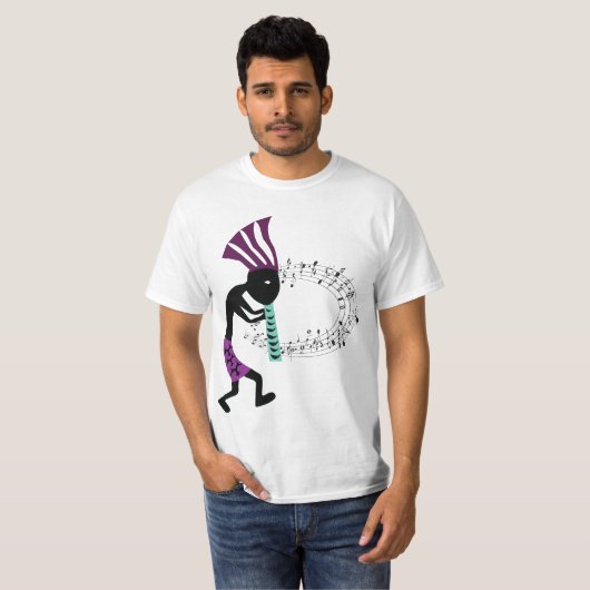 Muziek en Petroglyph Kokopelli T-Shirt (Voorkant volledig)