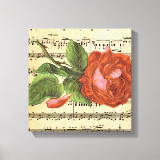 Muziek en Red Rose Canvas Afdruk (Voorkant)