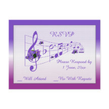 Muziek en Violets Wedding RSVP Kaart