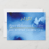 MUZIEK FEEST VIERING goud smart blue waterverf Kaart (Achterkant)