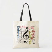 Muziek g-clef notitie met kleurnaam tote bag (Voorkant)