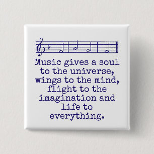 Muziek geeft een sol - Music Quote Vierkante Button 5,1 Cm