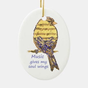 Muziek geeft mijn Soul Wings Quote & Bird Art Keramisch Ornament