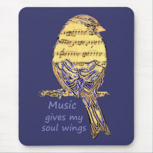 Muziek geeft mijn Soul Wings Quote & Bird Art Muismat