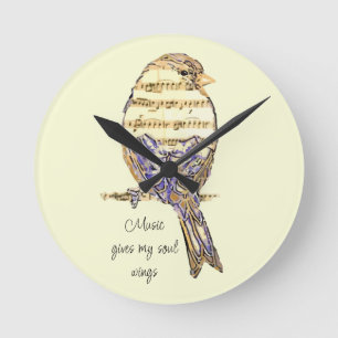 Muziek geeft mijn ziel vleugels Musvogel Ronde Klok