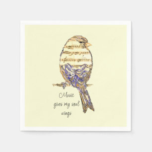 Muziek geeft mijn ziel vleugels Musvogel Servet