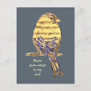 Muziek geeft mijn ziel weer Muziek Nota Bird Briefkaart