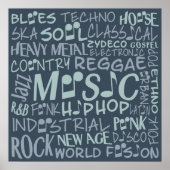 Muziek Genres Word Collage poster (Voorkant)