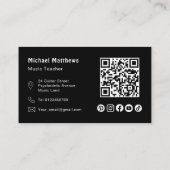 Muziek Gitaar Leraar QR Code Social Media Custom Visitekaartje (Achterkant)