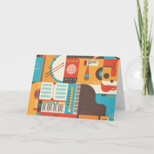 Muziek Gitaar Piano Kleurrijk Bedankkaart