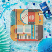 Muziek Gitaar Piano Kleurrijk Papieren Bordje (Feest)