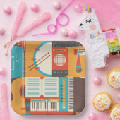 Muziek Gitaar Piano Kleurrijk Papieren Bordje (Feest)