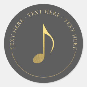 Muziek Goud Achtste Nota Ronde Sticker
