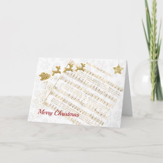 Muziek Goud Kerstlied Kerstvakantie Kaart (Voorkant)
