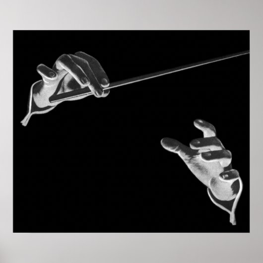 muziek, handen van de geleider met een batterij poster (Voorkant)