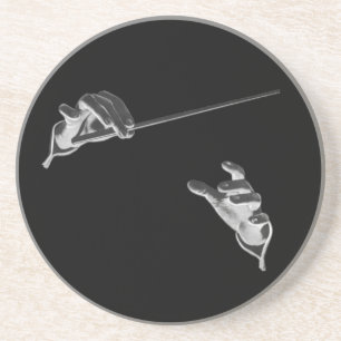  muziek, handen van de geleider met een batterij zandsteen onderzetter