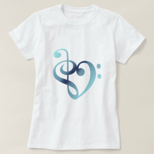 Muziek Harde blauwe hemel in de vorm van het liefd T-shirt