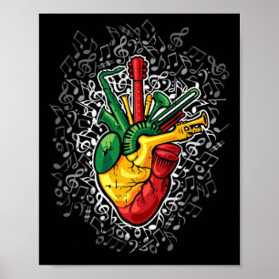 Muziek Hart Black History Month Kleuren Mannen Vro Poster