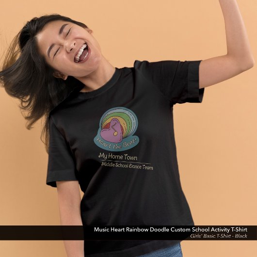Muziek Hart Rainbow Doodle Custom School Dance T-shirt