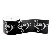 Muziek Harten wit op zwart Grosgrain Lint (Spoel)