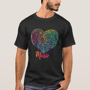 Muziek Hartnoten T shirt Liefde Zangers Band Instr