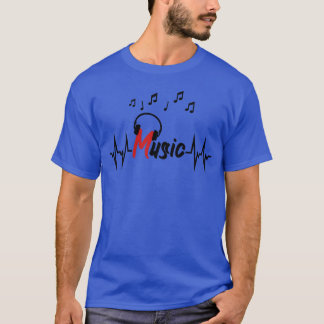 Muziek hartslag met koptelefoon vintage t-shirt