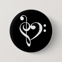 Muziek - Heart Treble Bass Clef Heart - Gewoon wit