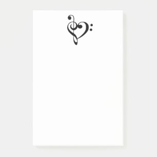 Muziek Heart Treble Clef Bass Clef Musician Post-it® Notes