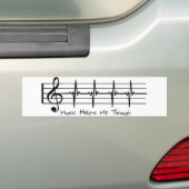 Muziek helpt me door bumpersticker (Op auto)