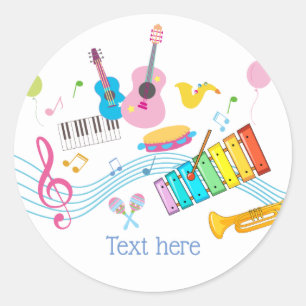 muziek, het muzikale instrumententrommel kinder ronde sticker