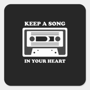 Muziek houdt een lied in je hart vierkante sticker