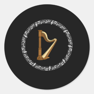 Muziek Ierse harp speler muzieknoten Ierland Ronde Sticker