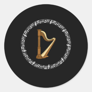 Muziek Ierse harp speler muzieknoten Ierland Ronde Sticker