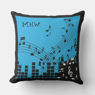 Muziek Illustratie aangepaste monogram goot kussen