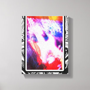 Muziek in beweging roze witte frame kunst canvas afdruk