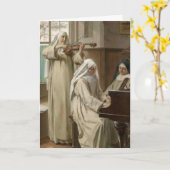 Muziek in de klooster katholieke nonnen viool pian kaart (Gele Bloem)