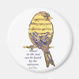 Muziek in de Soul Quote & Music Note Bird Magneet