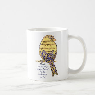 Muziek in de Ziel Citaat & Muzieknoteer Vogel Koffiemok